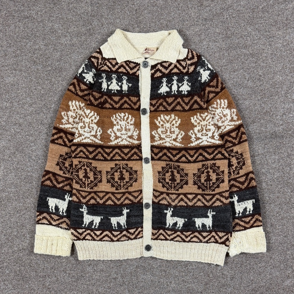 VTG Fotrama Alpaca Wool Cardigan Knit Sweater Women’s L/XL Western Native Retro - Picture 2 of 14
